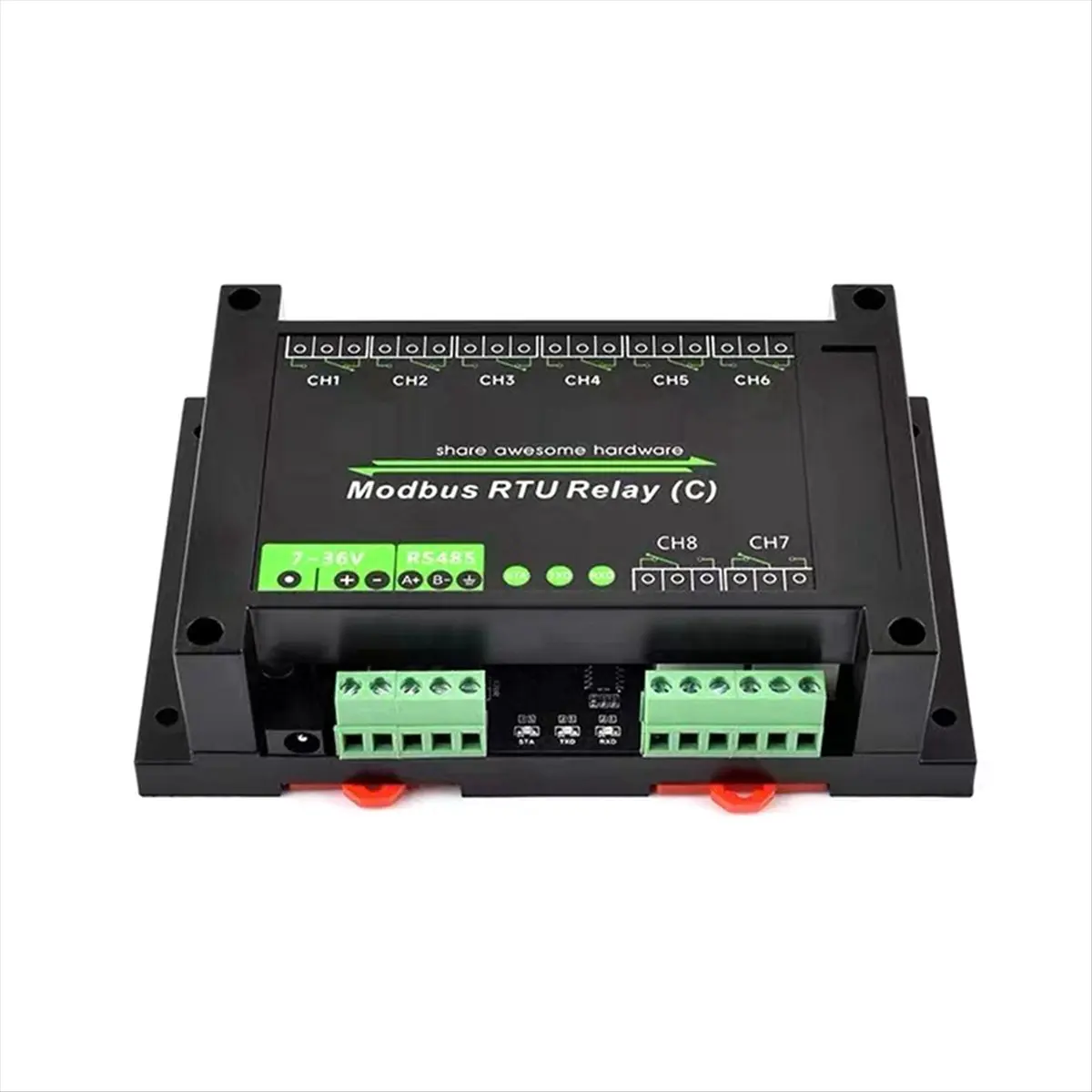 DIN-Rail 8-Channel Relay Module RS485 Magnetic Retention Relay Modbus RTU Protocol Multiple Isolation Protection Circuit