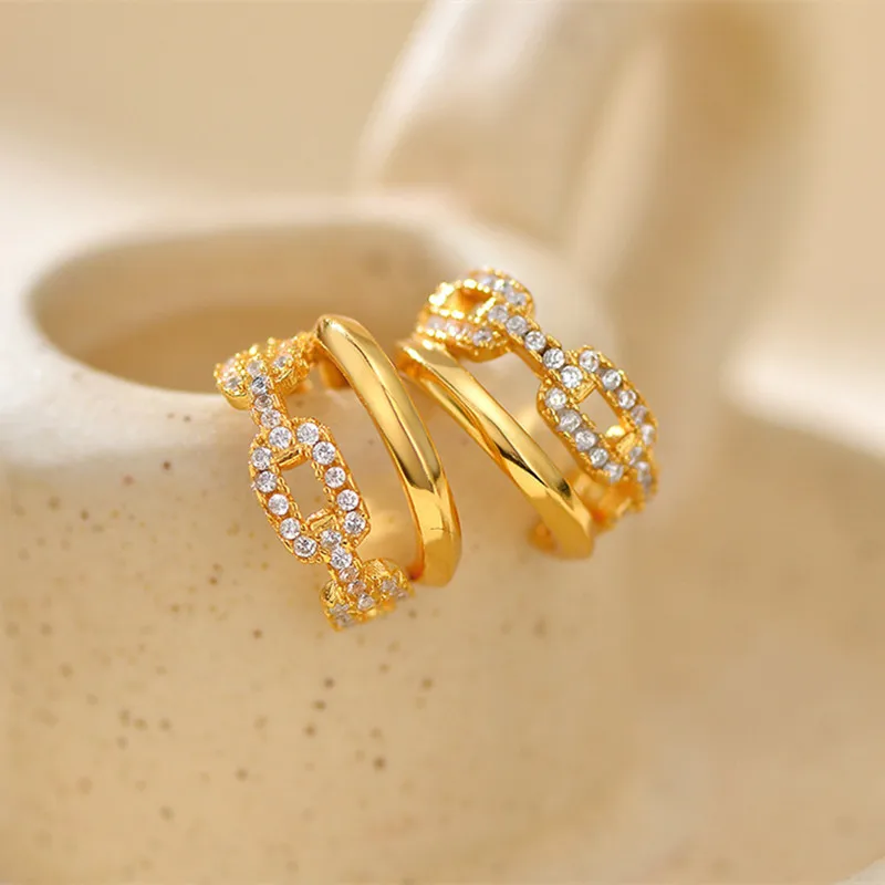 

S925 pure silver women's earrings gold-plated hollow splicing popular fashion jewelry party accessories