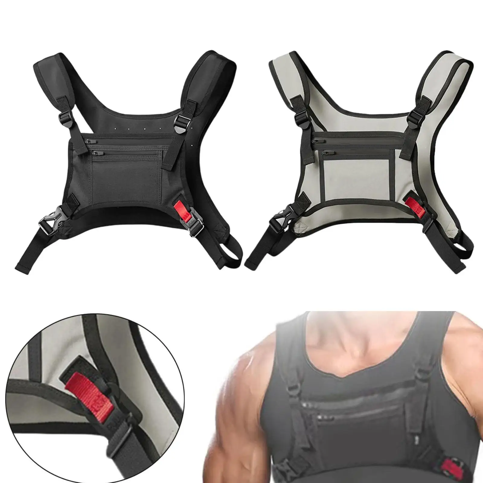 Men Women Chest Rig Bag Utility Adjustable Strap Lightweight Breathable Front Pack for Travel Fishing Outdoor Hiking Walking view 3