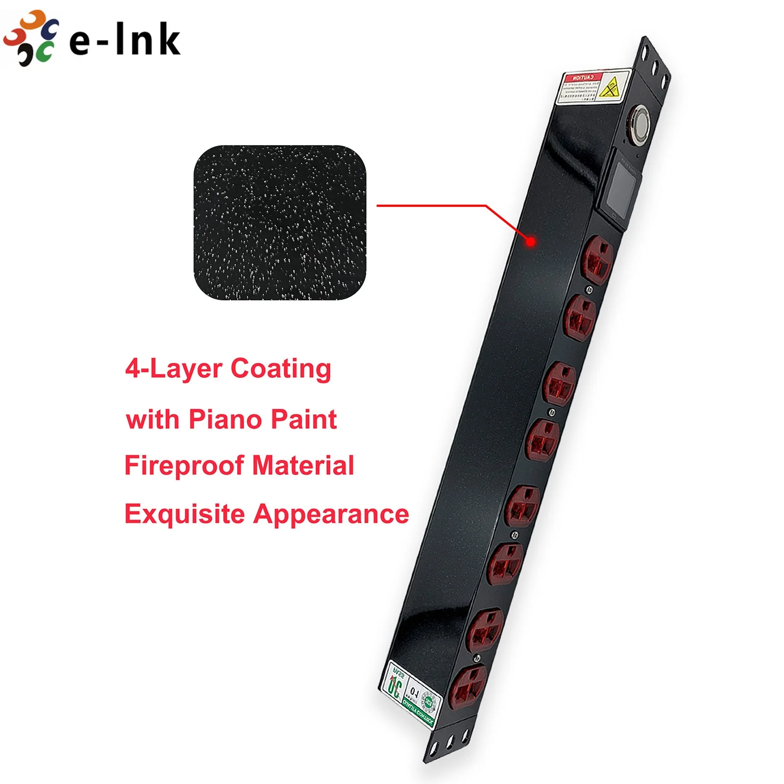 Power Distribution Unit 19'' 1U Power Strip Rack Mount 8 NEMA 5-20R Outlet with OLED Screen Metered PDU Surge Protector