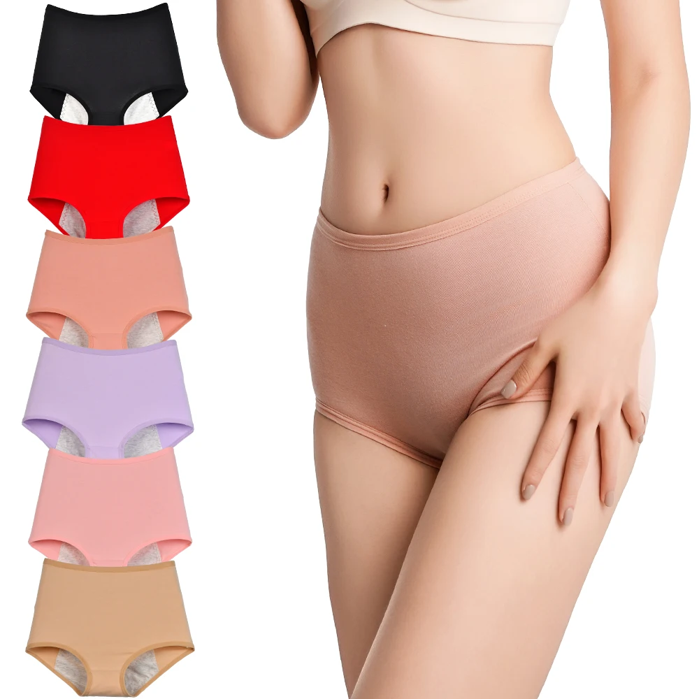 2024 Women Underwear Menstrual Period Pants Cotton Physiological Briefs Leak Proof Medium High Waist Plus Size Pants XL-6XL