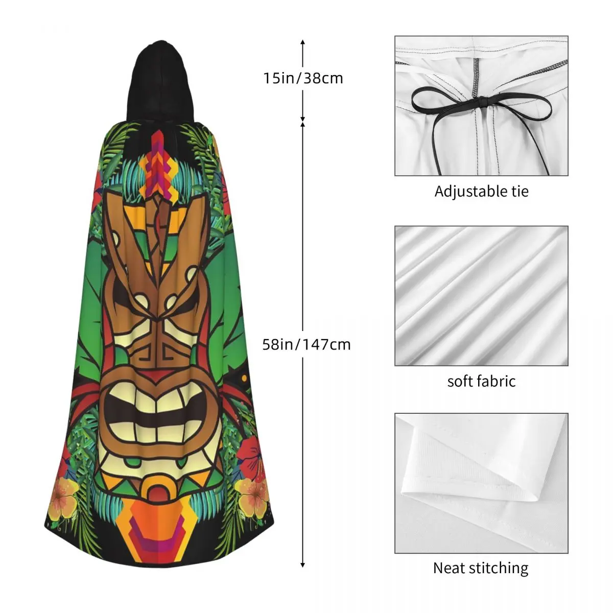 인디언의 민족 상징 티키 긴 후드 망토 마녀 중세 의상 코스프레 케이프 할로윈 파티 성인 유니섹스