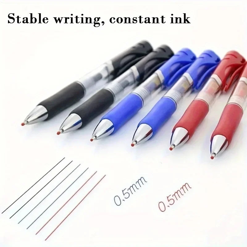 Stylos à bille gel haute capacité, stylo d'écriture Kawaii, fournitures scolaires et de bureau, encre noire, rouge, bleue, 0.5mm, 10 pièces