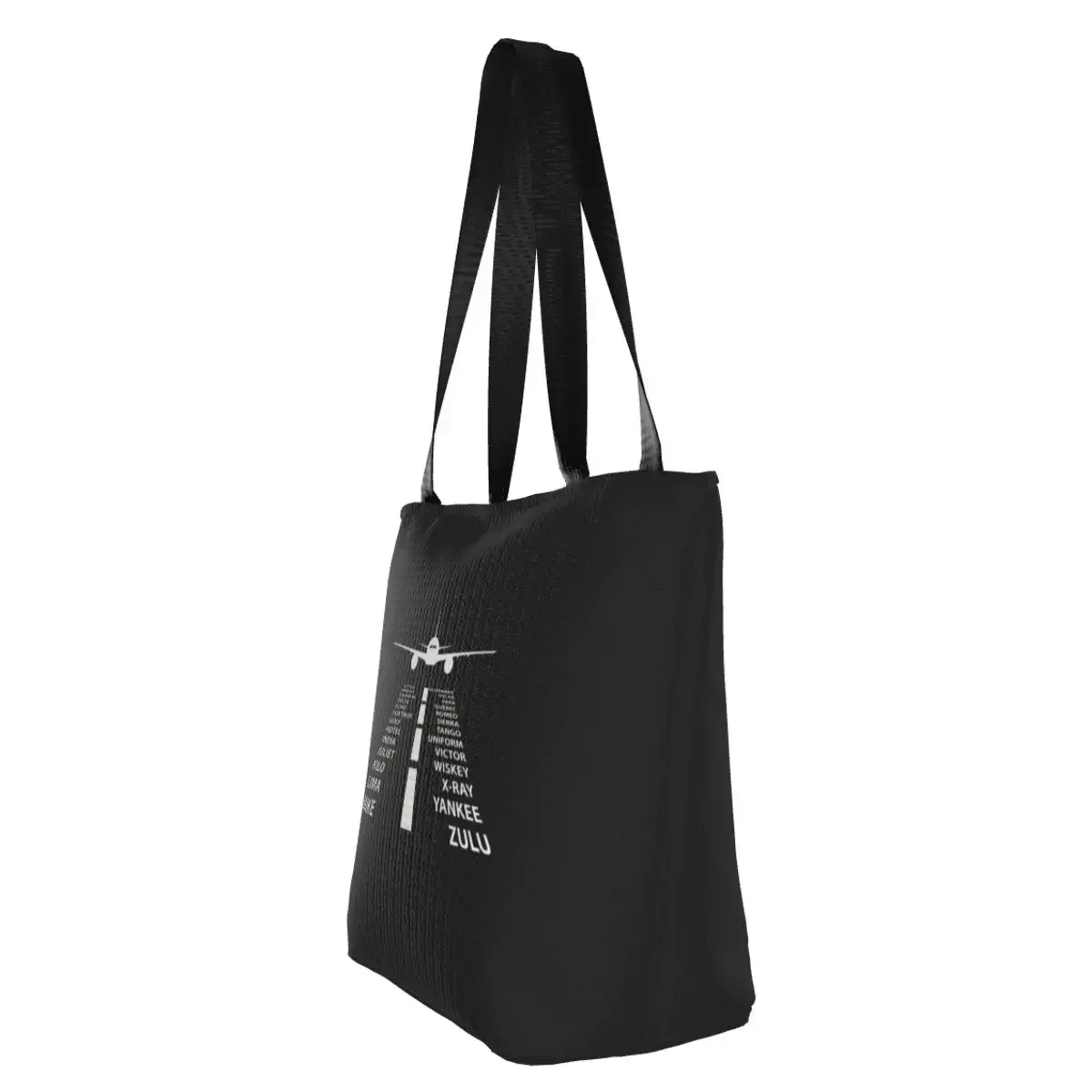 Alfabeto pilota aereo generi alimentari Shopping Tote Bags aviazione aereo Fighter Canvas Shoulder Shopper Bag borsa di grande capacità