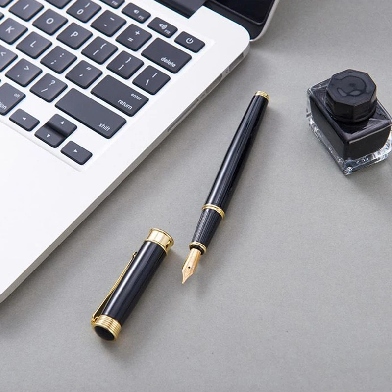 Customized LOGO Metal Simple Luxury Fountain Pen Personalized For Writing Business Signature Student Calligraphy Office Supplies