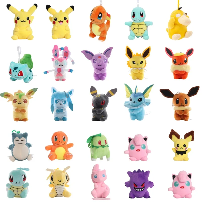 Pokemon doll Gengar Squirtle Bulbasaur Charmander Psyduck Eevee Dragonite Snorlax Lovely Backpack Decorative Pendant Keychain