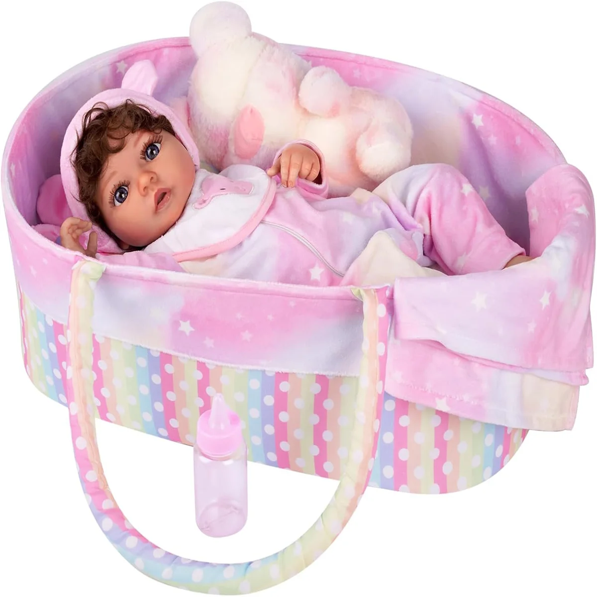 8 Pieces with Cradle for 17-22 Inch Reborn Baby Doll Clothes Set Baby Doll Clothes Doll Accessories for Kids Christmas Gifts