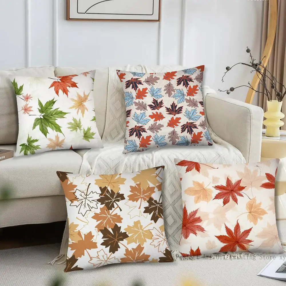 Autumn Maple Leaf Decoration Pillow Case Fashion Square Pillowcase Bedroom Sofa Room Ins Decoration Leisure