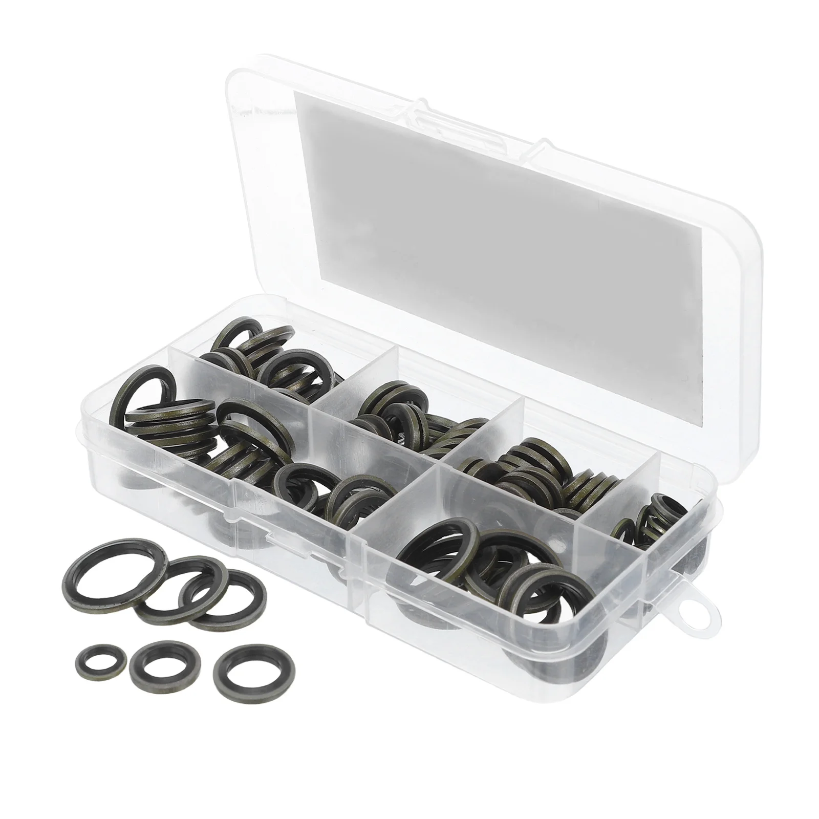 

100Pcs Hydraulic Rubber Seal Kit 6-16mm Nbr Metal Washers Assorted for Industrial Machinery Repair Seal Set Rubber Gasket