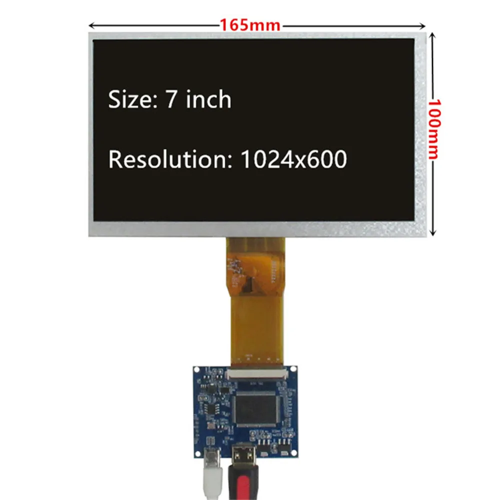 Imagem -02 - Polegada 1024*600 Tela Lcd Monitor Driver Placa de Controle Mini Hdmi-compatível para Lattepanda Raspberry pi Banana pi pc 7