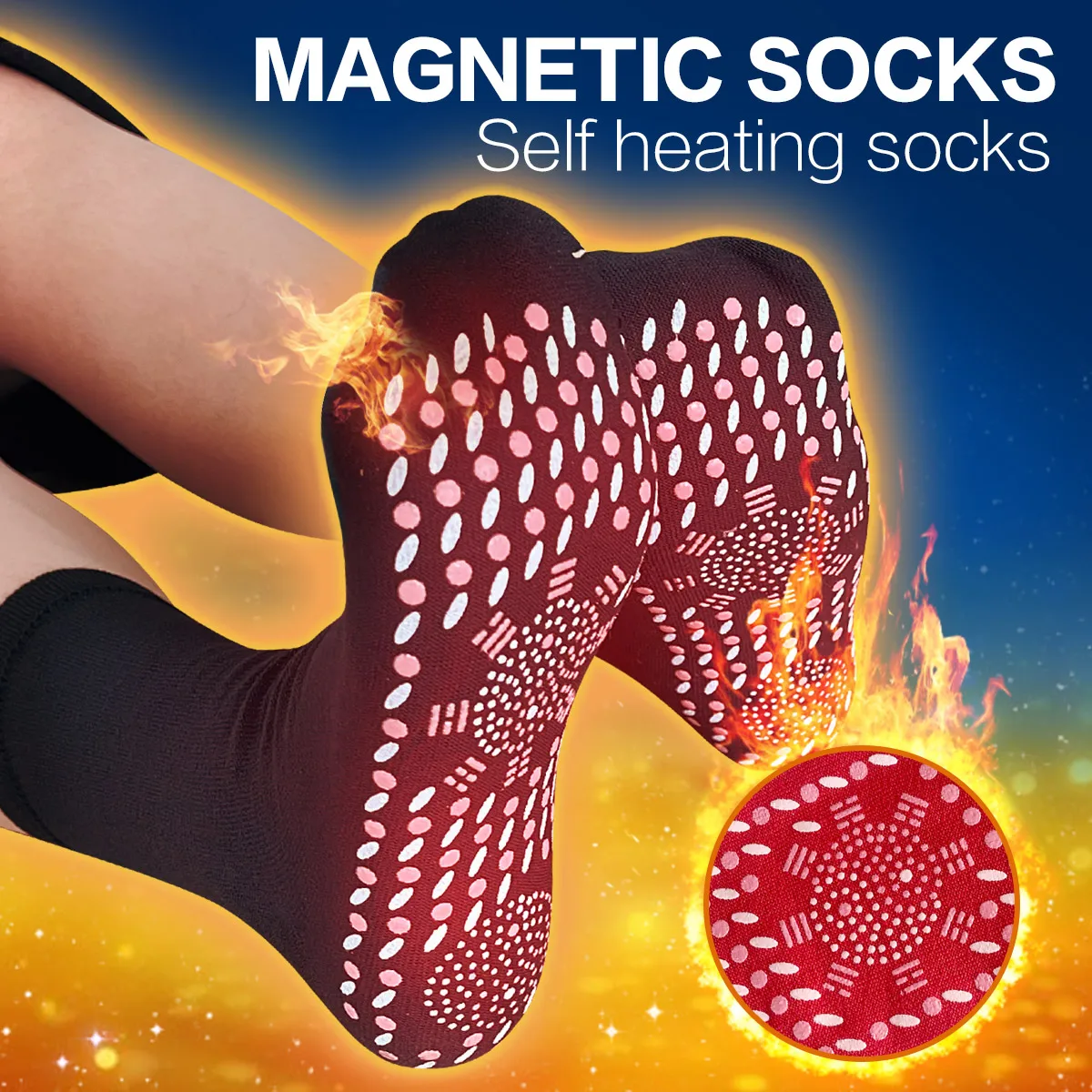 1/6Pairs Tourmaline Slimming Health Sock Winter Elastic Thermal Self-Heating Sock Health Care Socks Short Sock Magnetic Therapy