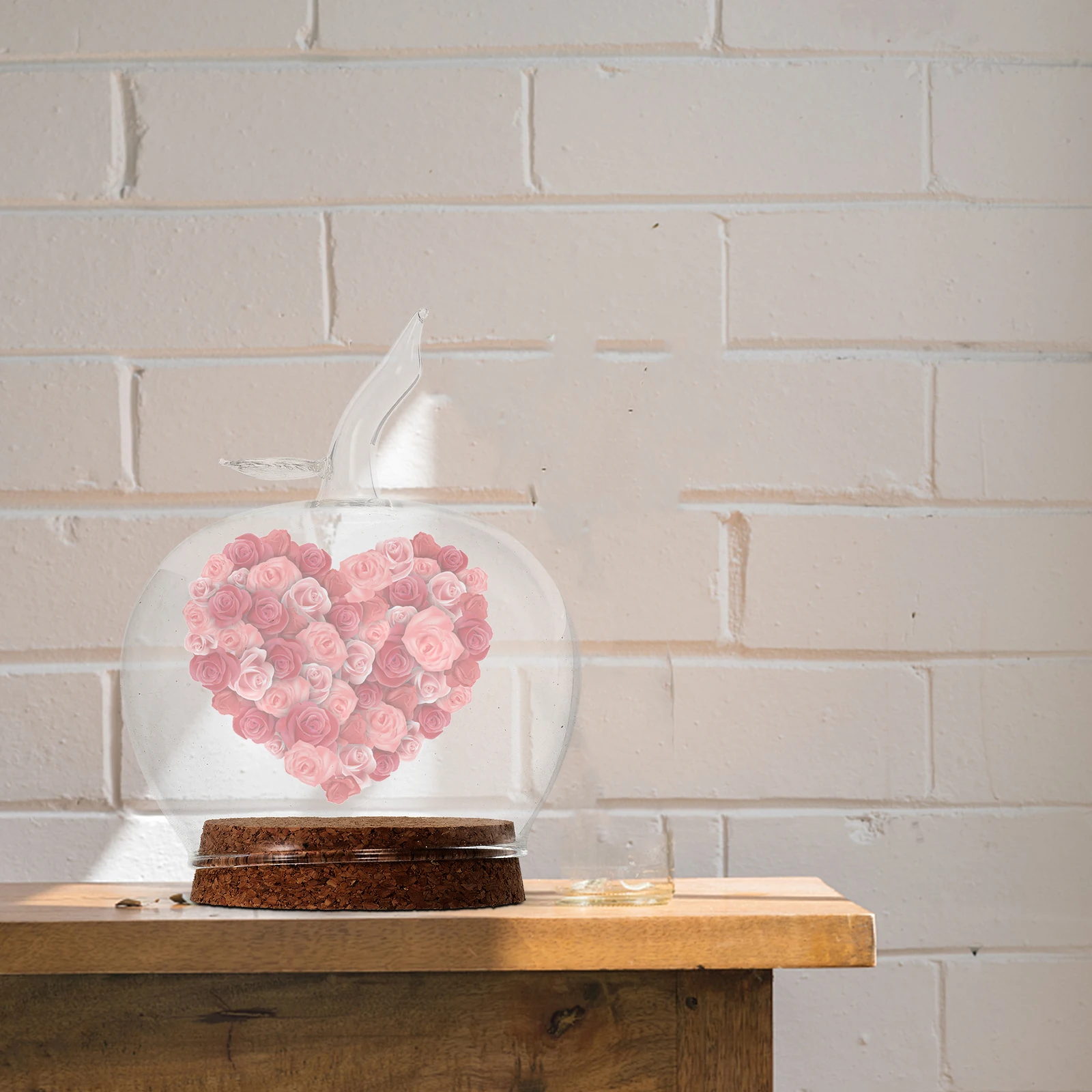 

Glass Display Cover for Artificial Plants Figurines Keepsakes Transparent Wooden Base Preserved Flower Holder Micro L