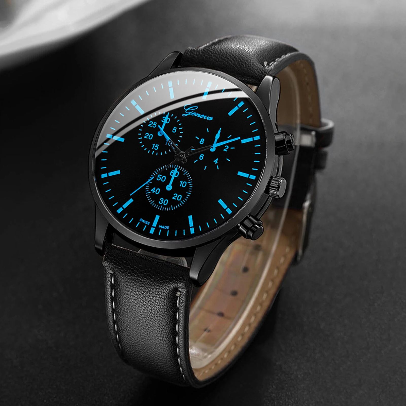 3pcs/set Men's Watch Casual Fashion Trendy Scale Dial Simple Classic Quartz Watch+Hand Rope+Necklace (Box Not Included)