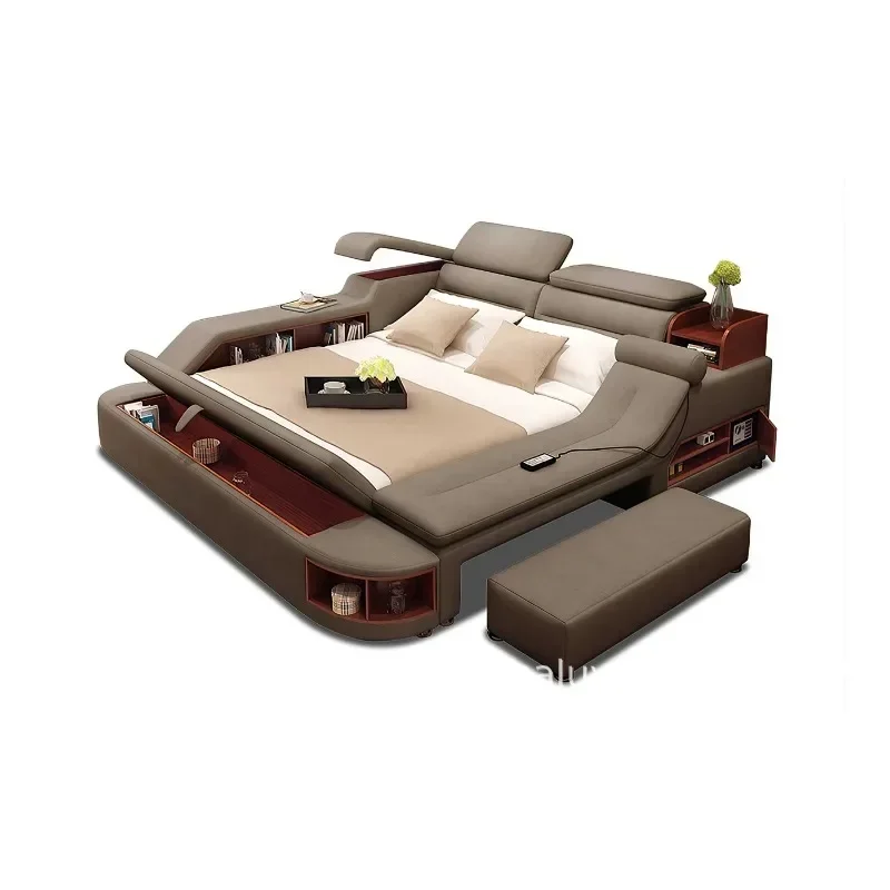 Massage tatami bed Multifunctional leather bed Double bed, simple storage