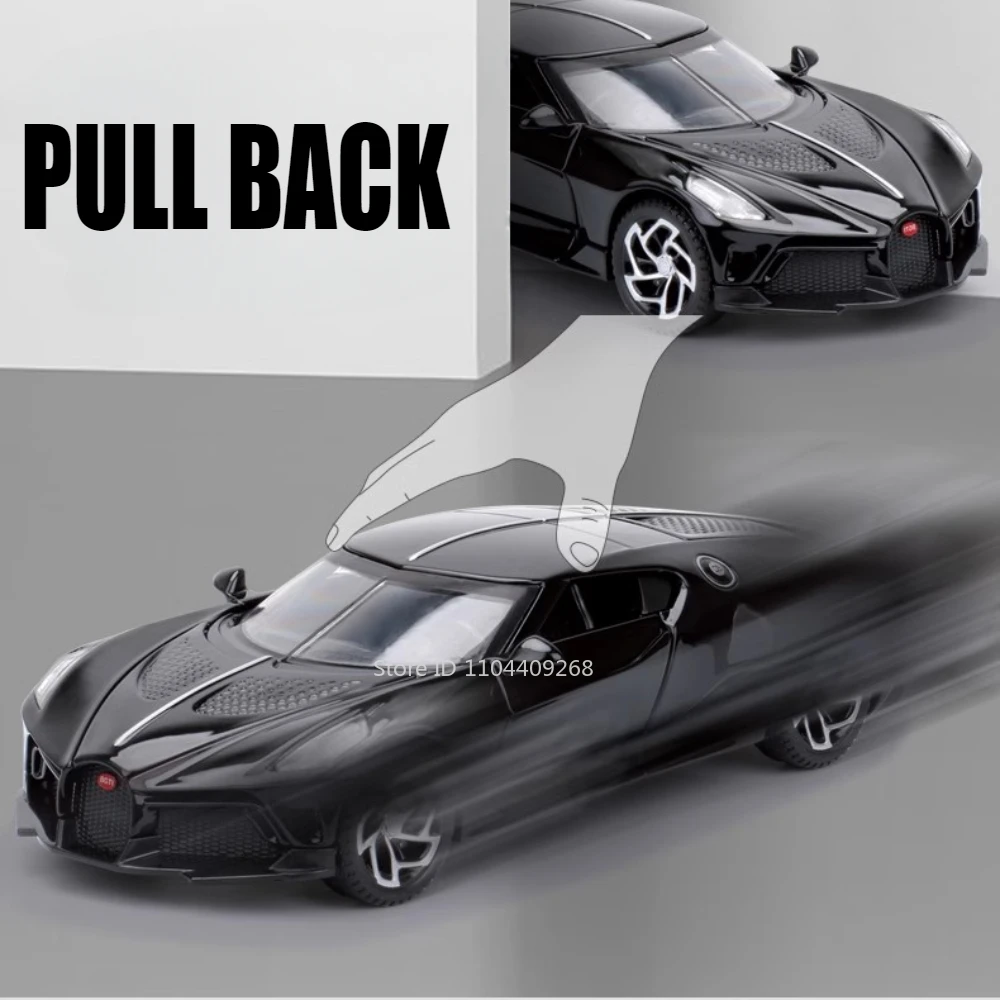 Schaal 1:32 La Voiture Noire Bolide Speelgoed Model Auto Metal Diecast Pull Back Muziek Licht Miniatuur Modellen Collectie Geschenken Jongens