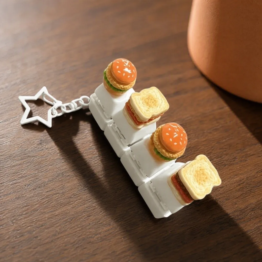 Cute Glow Design Decompression Button Simulation Keyboard Cream Bread Mini Keyboard Pendant Burger Sandwich Luminous