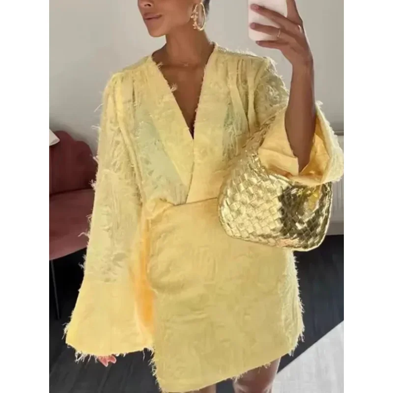 

Women's High Street Commuter Suit Jacquard Long Sleeve Shirt Or Mini Skirt Summer Fashion Holiday 2025 Streetwear