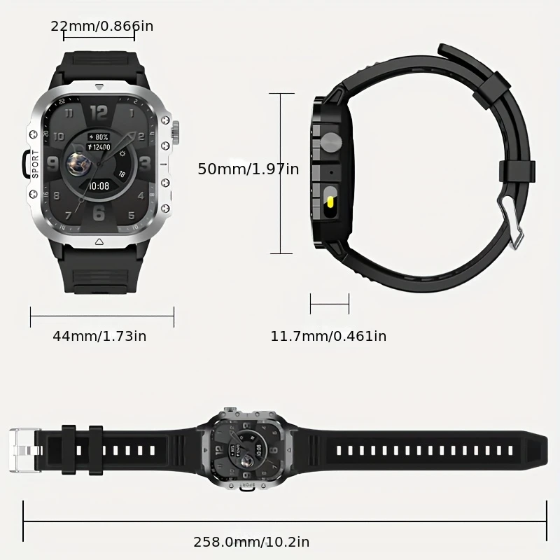 LAXASFIT 2026 Neue LED Herren Smartwatch Bluetooth Sprachsteuerung Multi-Sport-Modi Gesundheitsüberwachung Outdoor-Sport Smartwatch – Detail 8