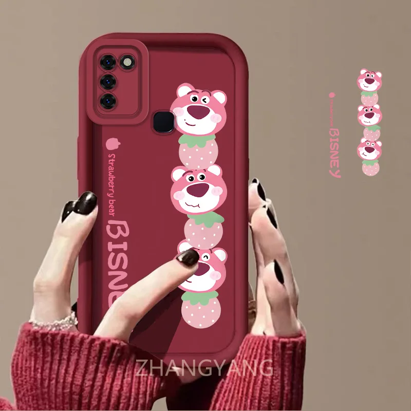 Case For Infinix Smart 5 Cute cartoon bear phone case with silicone TPU soft case anti drop and shockproof phone camera fully co