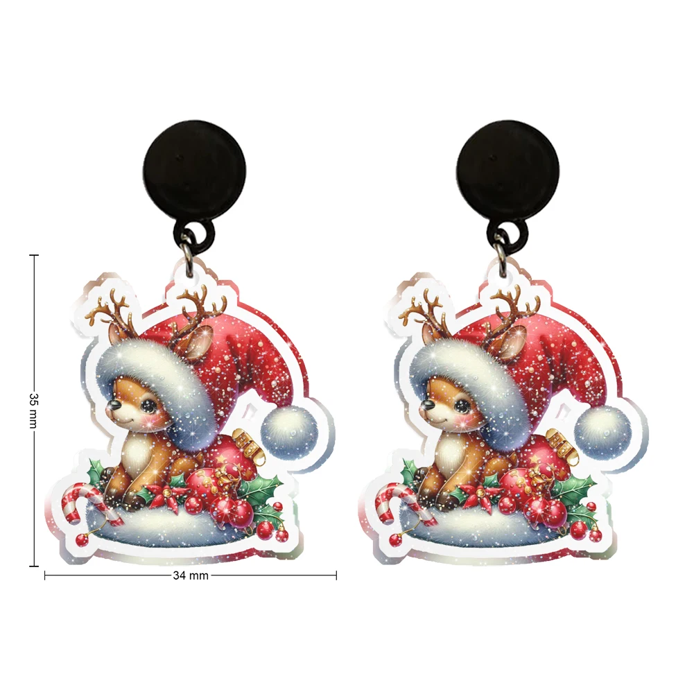 

Cute Christmas Animals Glitter Clear Acrylic Earrings Reindeer Penguin Drop Resin Earrings Xmas Party Jewelry Gift For Her