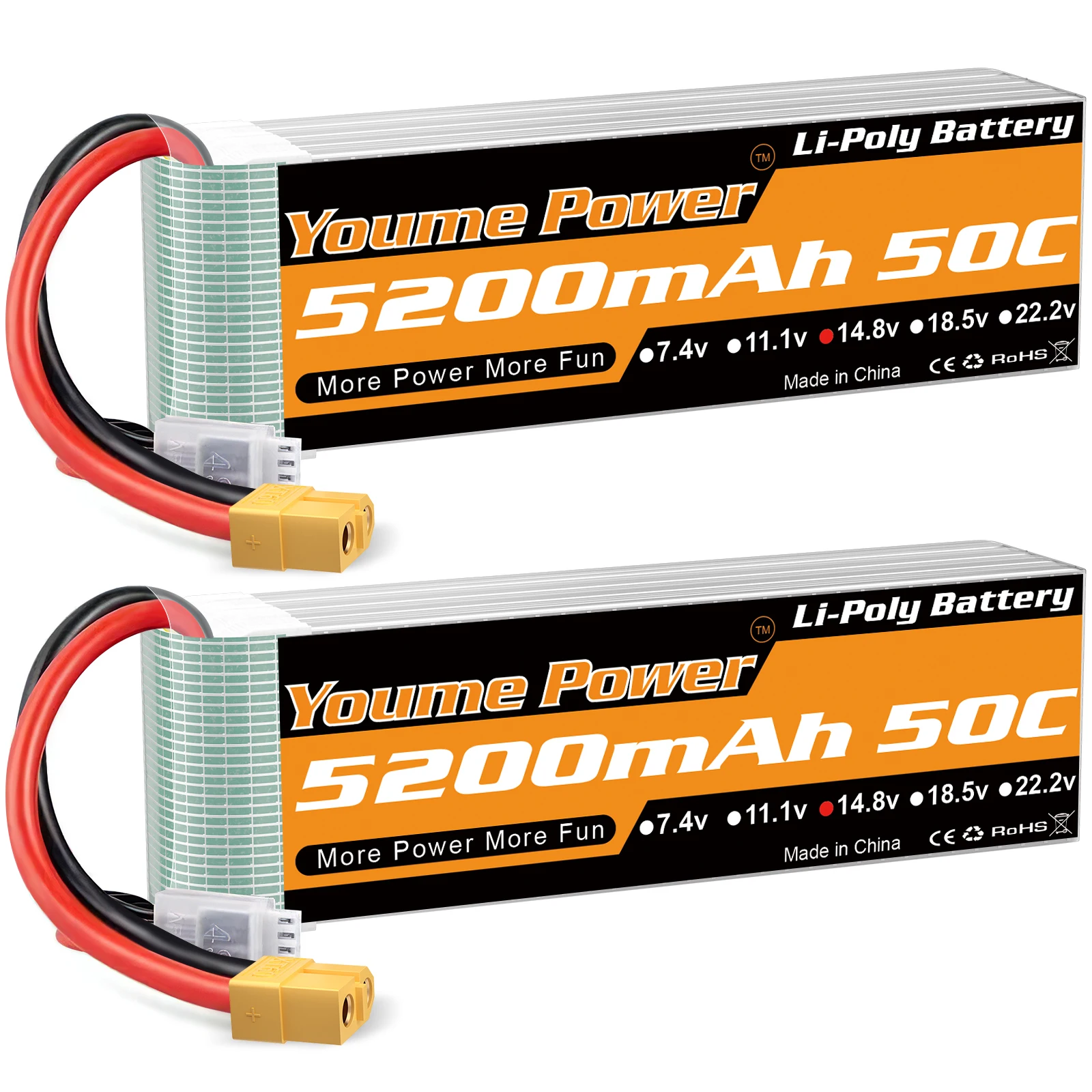 YOUME POWER 4S 14,8 V 5200 mah Lipo Batterie Mit XT60 Stecker 50C RC Batterie für RC Auto Lkw Monster RC Flugzeug Drohnen RC Boot