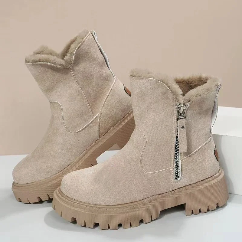 

2023 Winter New Korean Version Plus Velvet Warm Snow Boots Female Short Tube Cotton Boots Tassel Zipper Boots Cotton Shoes Botas