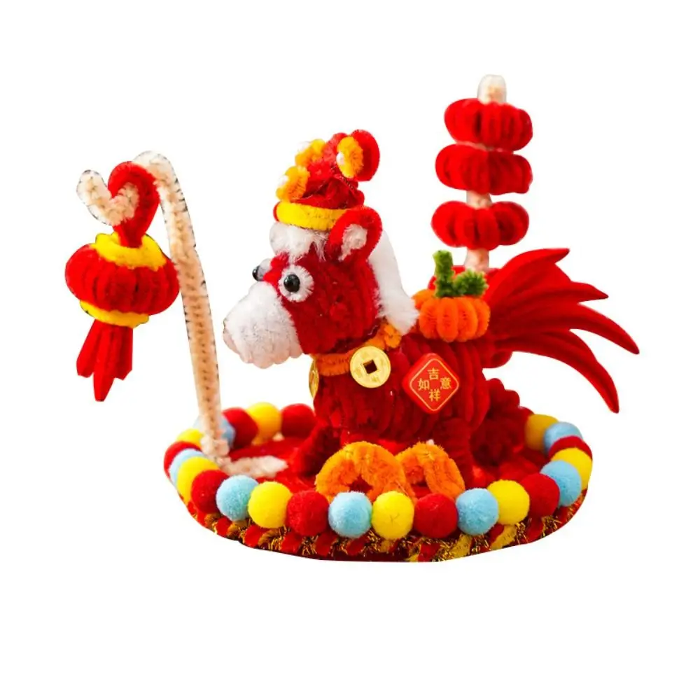 Ręcznie Robiony Wisiorek na Biurko w Kształcie Konia, Niedokończony, Kreskówkowy, Kreatywny, DIY, Twister Stick, Uroczy Zestaw Materiałów DIY, Dekoracja na Chiński Nowy Rok z Motywem Konia