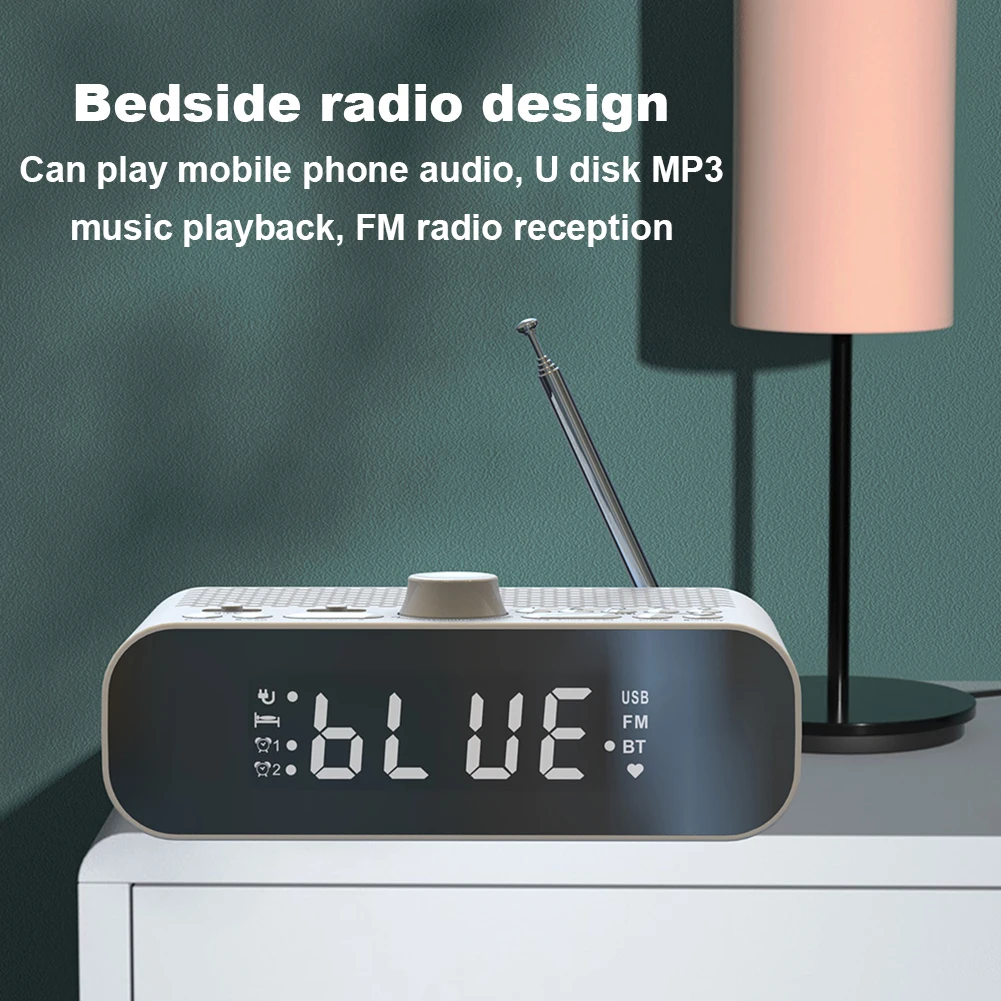 Portable Radio BT Clock Radio Rechargeable Battery Operated Radio with Auto-Off Timer Digital Alarm Clock Radio for Home Outdoor