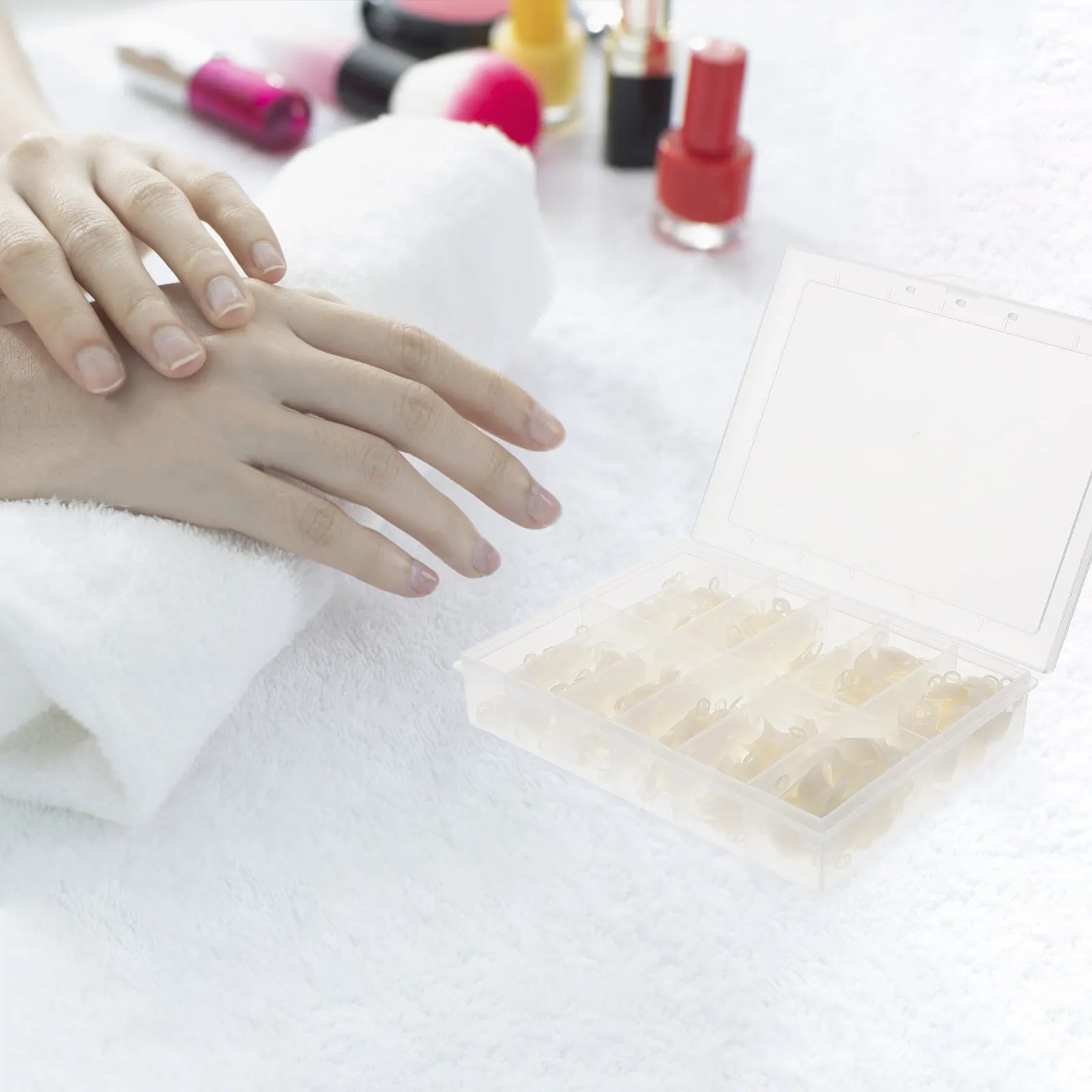 

600Pcs False Nails French Style Full Cover Waterproof Artificial Nail Tips Oval Coffin Short Acrylic Manicure Beauty Accessories