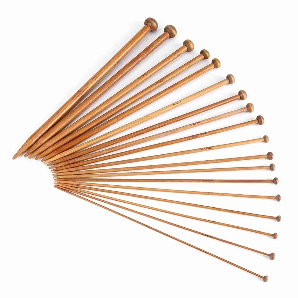 36PCS 18 Sizes Knitting Needles Set 9 Inches Length Single Pointed Carbonized 2mm to 10mm Single Pointed DIY Wool Crafts