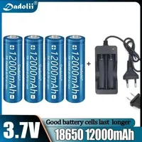 18650 Battery Rechargeable Battery 3.7V 18650 12000mAh Capacity Li-ion Rechargeable Battery For Flashlight Torch Battery+Charger