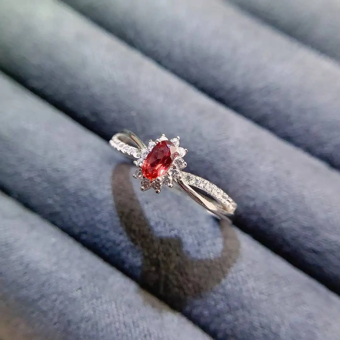 KJJEAXCMY New Jewelry Natural Women's Garnet Ring 925 silver inlay Colorful and splendid High clarity supports detection