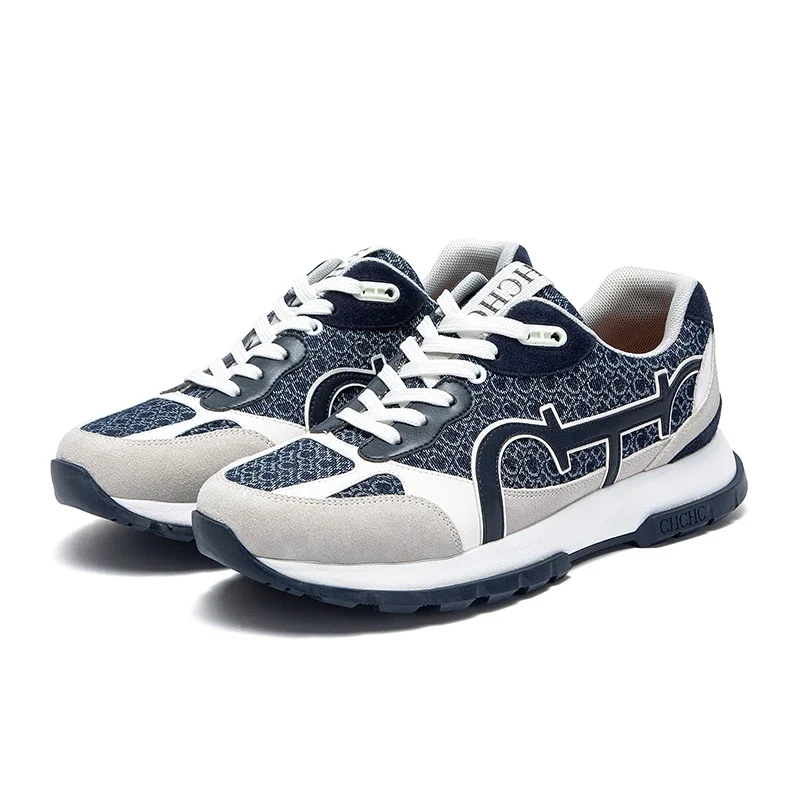 Men's Shoes Autumn New Leather Splicing Mesh Walking Shoes Skeleton Correction Man Casual Shoes