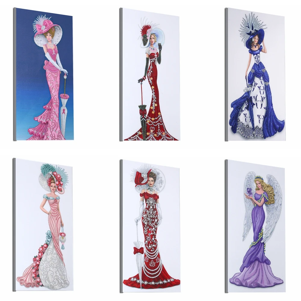 1 pz/set fai da te grandi immagini di arte del diamante per adulti 30cm * 60cm vestito di strass di cristallo signora kit di pittura diamante per