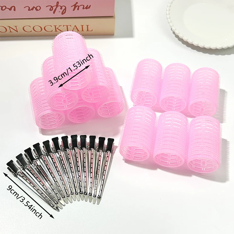 Kit de rizadores de pelo para mujer, 24 piezas (12 rizadores + 12 pinzas), versión doméstica, rizador manual adecuado para cabello largo/mediano/corto/grueso