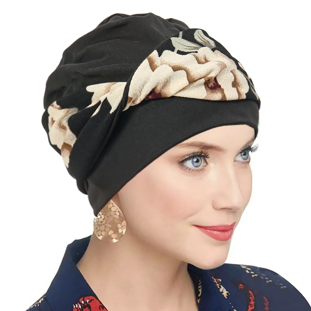 tFashion Street Photography Cappello turbante Fascia stampata Twist Pullover Fiore Cappello turbante da donna