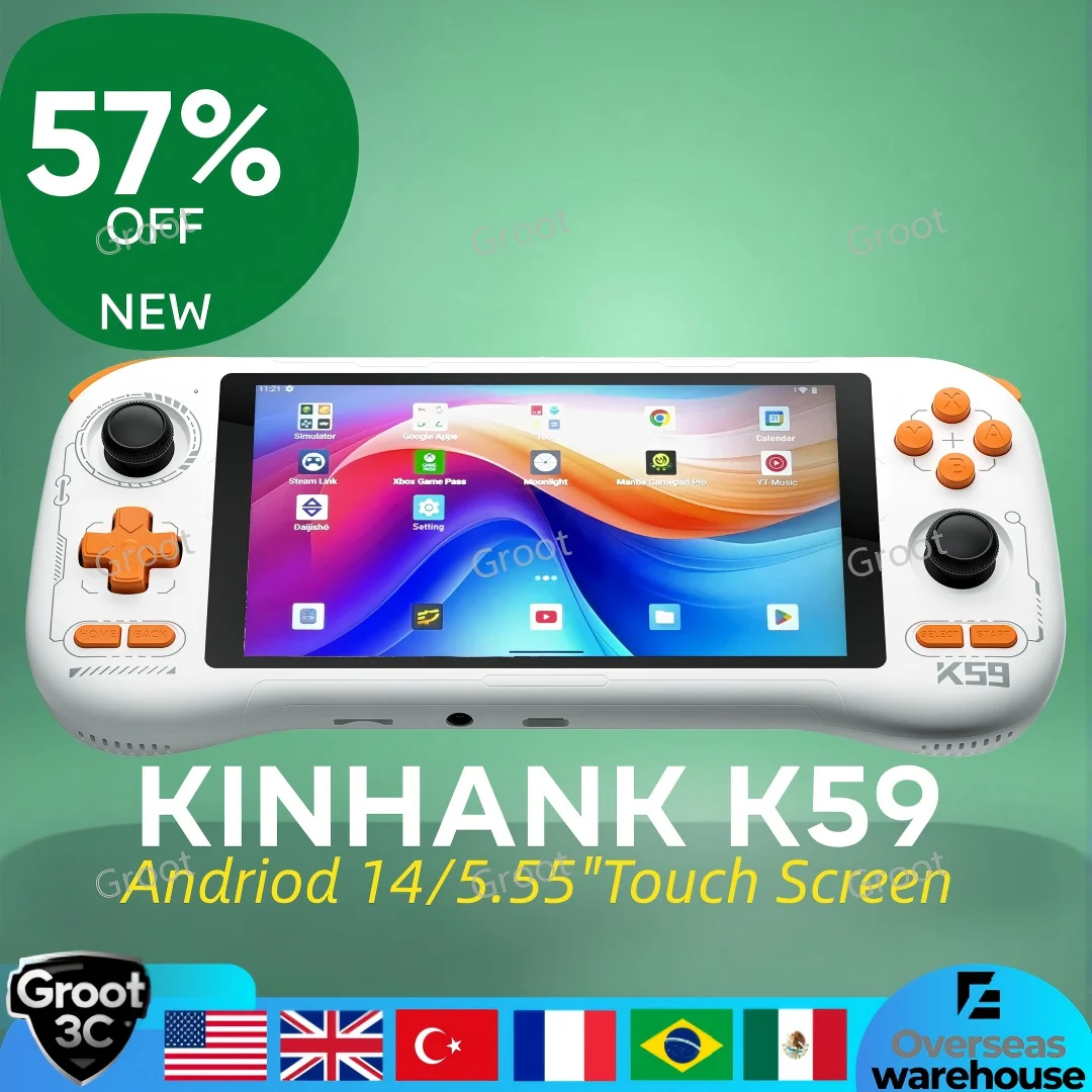 K59 Handheld Game Console 5.5-inch IPS HD Screen Android14 Handheld Console 128G Smooth Gameplay Retro Game Player  Boys Gift