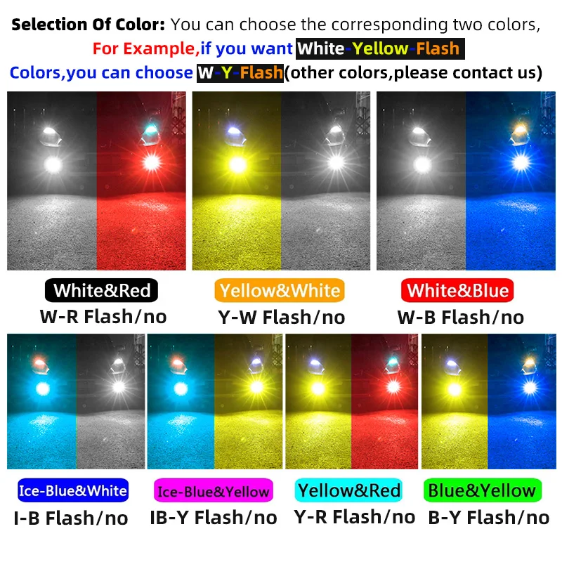 2Pcs H1 H3 LED Bulb Super Bright Doulbe Colors 24 3030SMD Car Fog Lights 12V 24V 6000K White Driving Day Running Lamp Auto Light