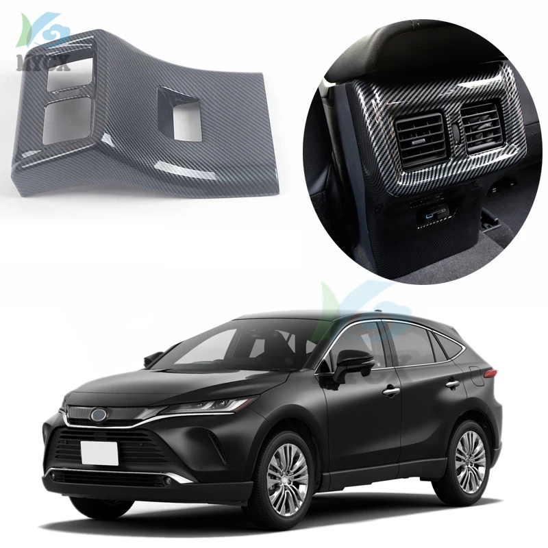 ACCESSORIES FIT For Toyota Harrier 2022 Carbon Fiber Look Rear Air Vent Cover Rear Armrest Box Cover