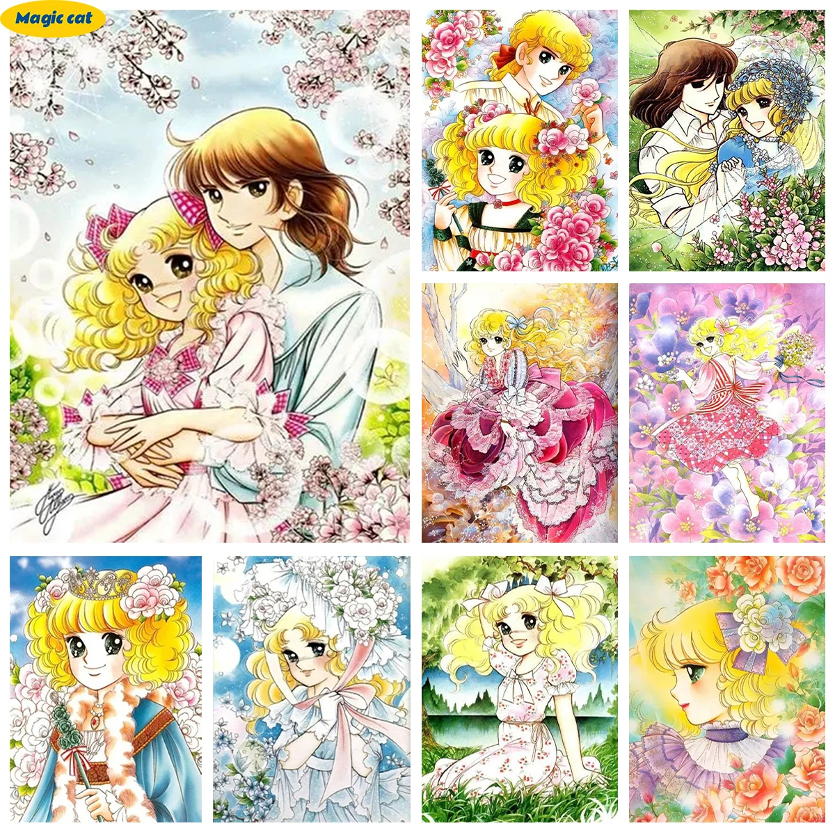 

Comics Girls Diamond Painting Kit Candy Candy Mural DIY Diamond Embroidery Cross Stitch Kids Handmade Gift Classic Home Decor