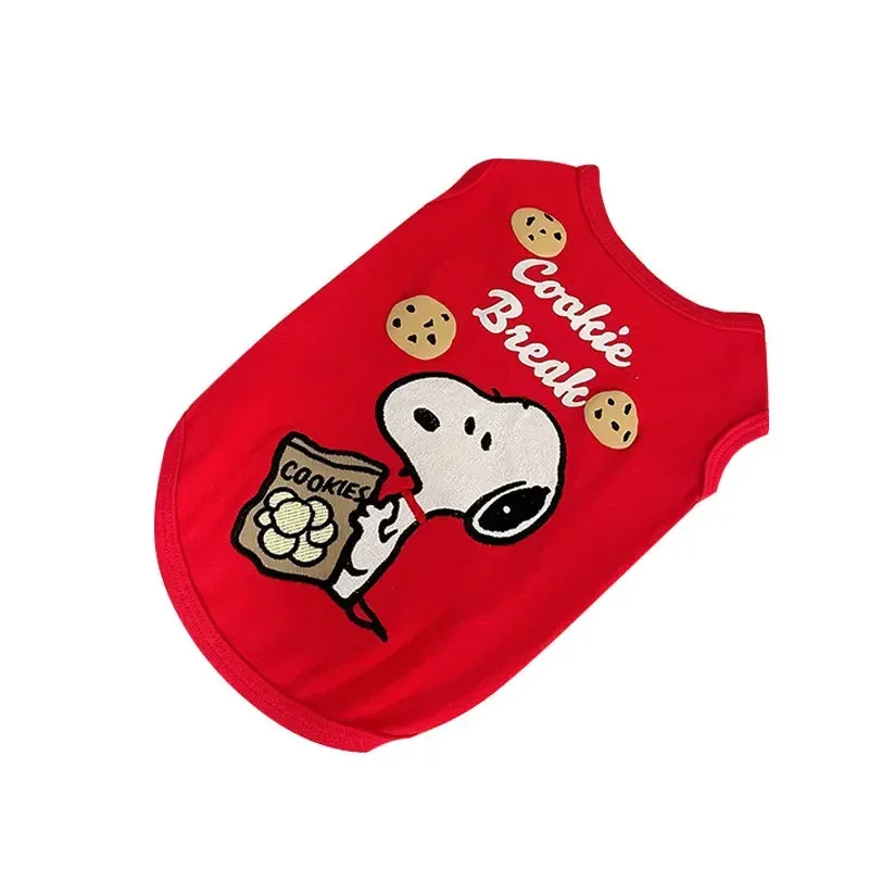 Snoopy Vestiti per animali domestici Gilet T-shirt estiva per cani Manica corta Vestiti per cani Gilet per animali Biscotto Cucciolo