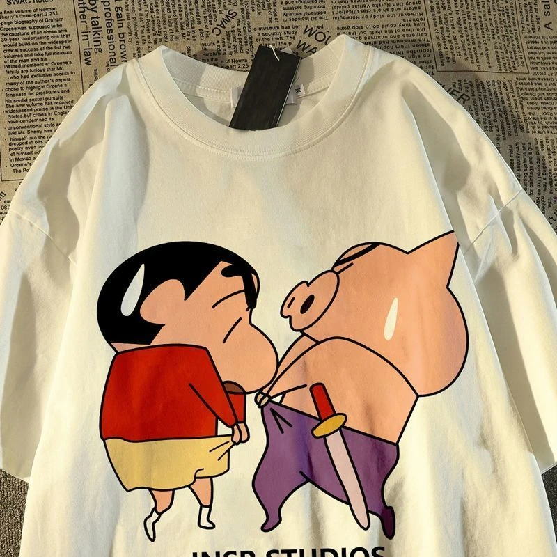 

Fun Japanese Cartoon Character Print T-Shirt Harajuku Style Fashion Cotton Casual Sexy Women's T-Shirt Top Plus Size