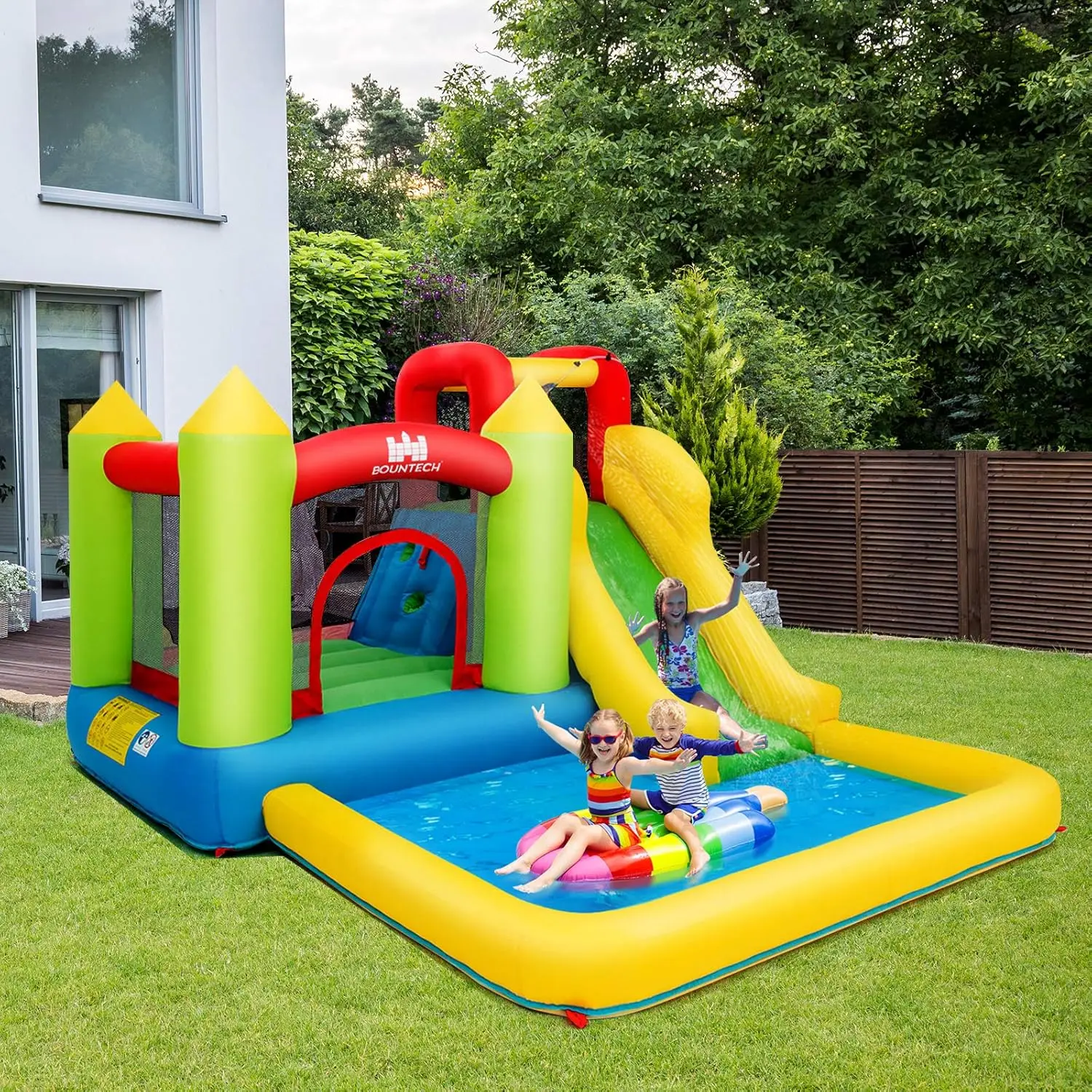Nadmuchiwana zjeżdżalnia wodna, 12 x9FT Kids Water Bounce House na zewnątrz z dużą powierzchnią do skakania, ścianą wspinaczkową, basenem