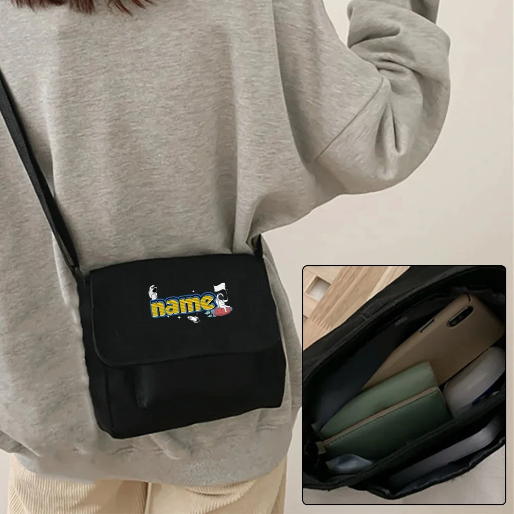 Personalized Customized Name Crossbody Bag Women's Casual Canvas Crossbody Bag Fashion Postman Bag Cartoon Pattern Series