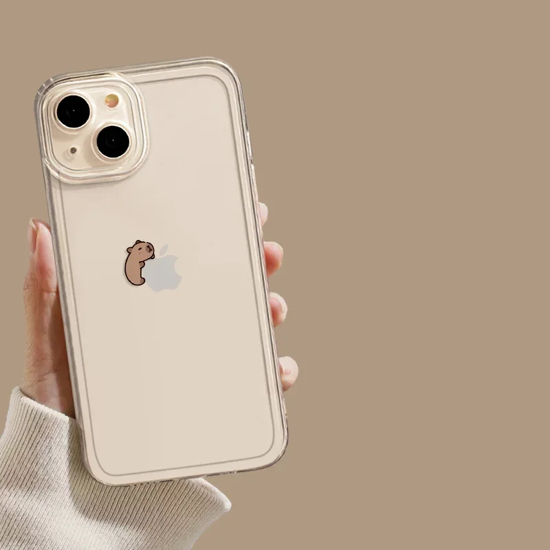 Cute Cartoon Capybara Clear Phone Case For iPhone 16 15 14 11 12 13 Pro Max Plus Mini 7 8 SE XS XR Transparent Cover Fundas Skin