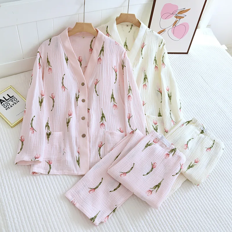 

V-Neck Women Nursing Pyjamas Homewear Autumn Maternity Pajamas Set Breastfeeding Clothes Long-sleeved Pregnancy Sleepwear