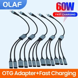 OLAF PD 60W HUB Type-C Multiple Splitter Fast Charging OTG Adapter Cable USB C Male to USB+Type C Female Data Transfer Connector