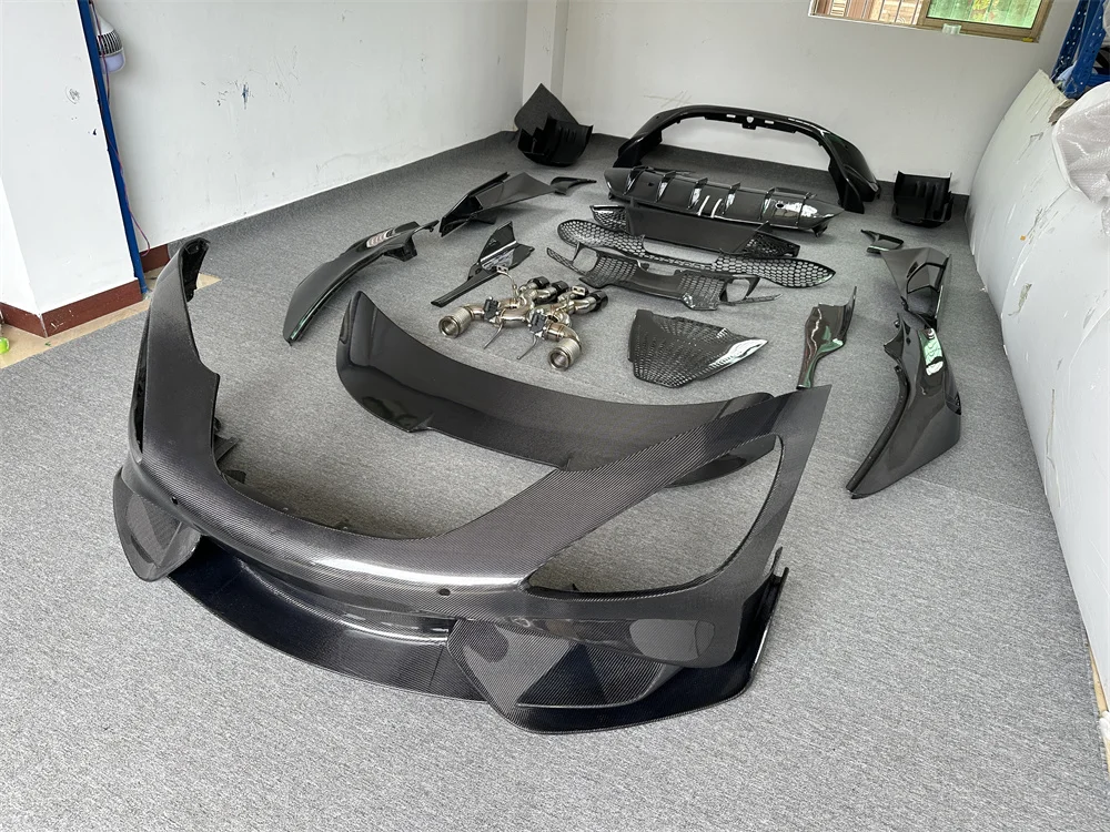 مناسبة لـ McLaren 720S تعديل ألياف الكربون 765LT طقم الجسم المصد الأمامي الجانبي تنورة المصد الخلفي الجناح الجبهة الحاجز. #2