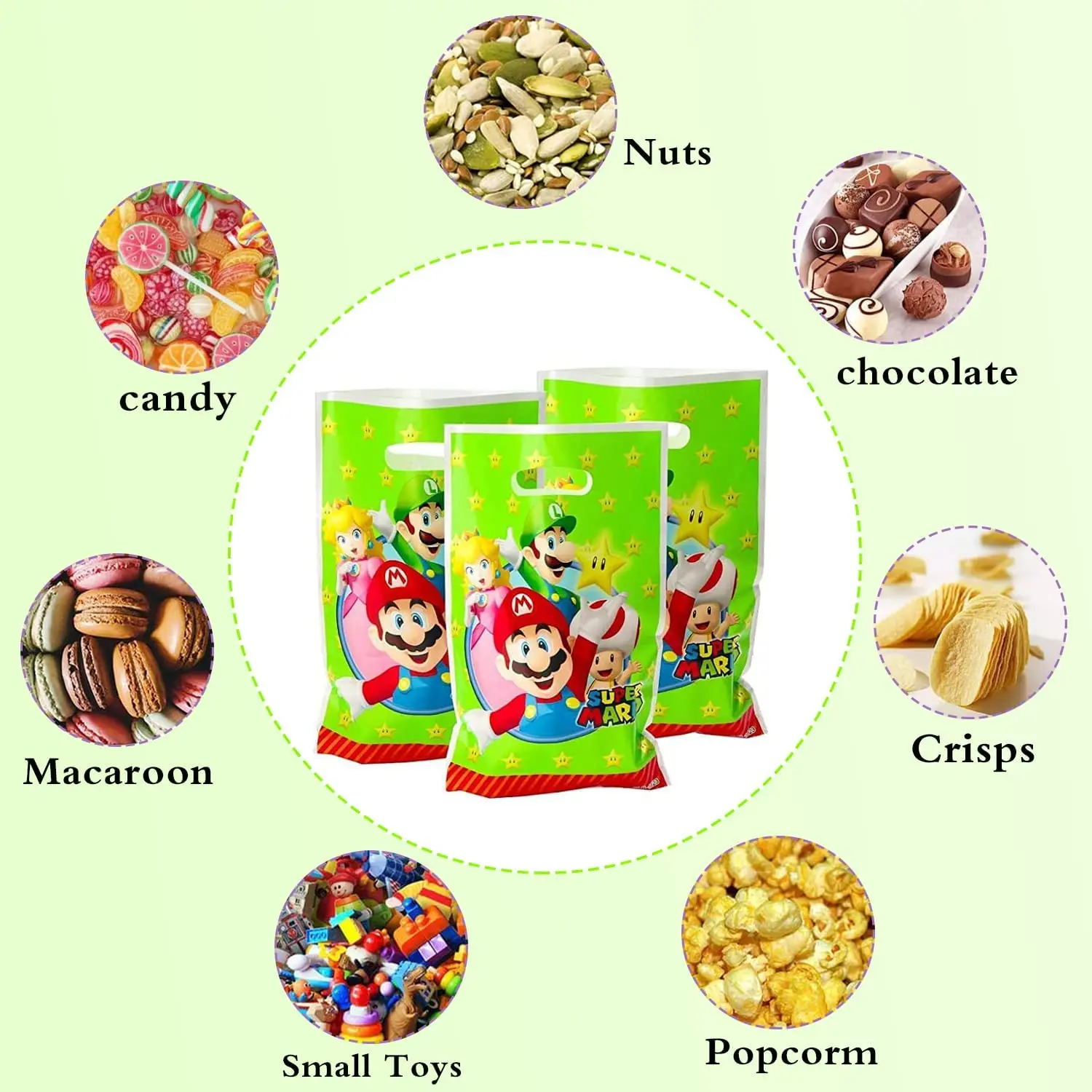 10pcs 16.5*25cm Supper Brother Gift Bag Loot Bag Kid Boy Birthday Party Supplies Mario Bros Decorations Kids Boys Party Favors