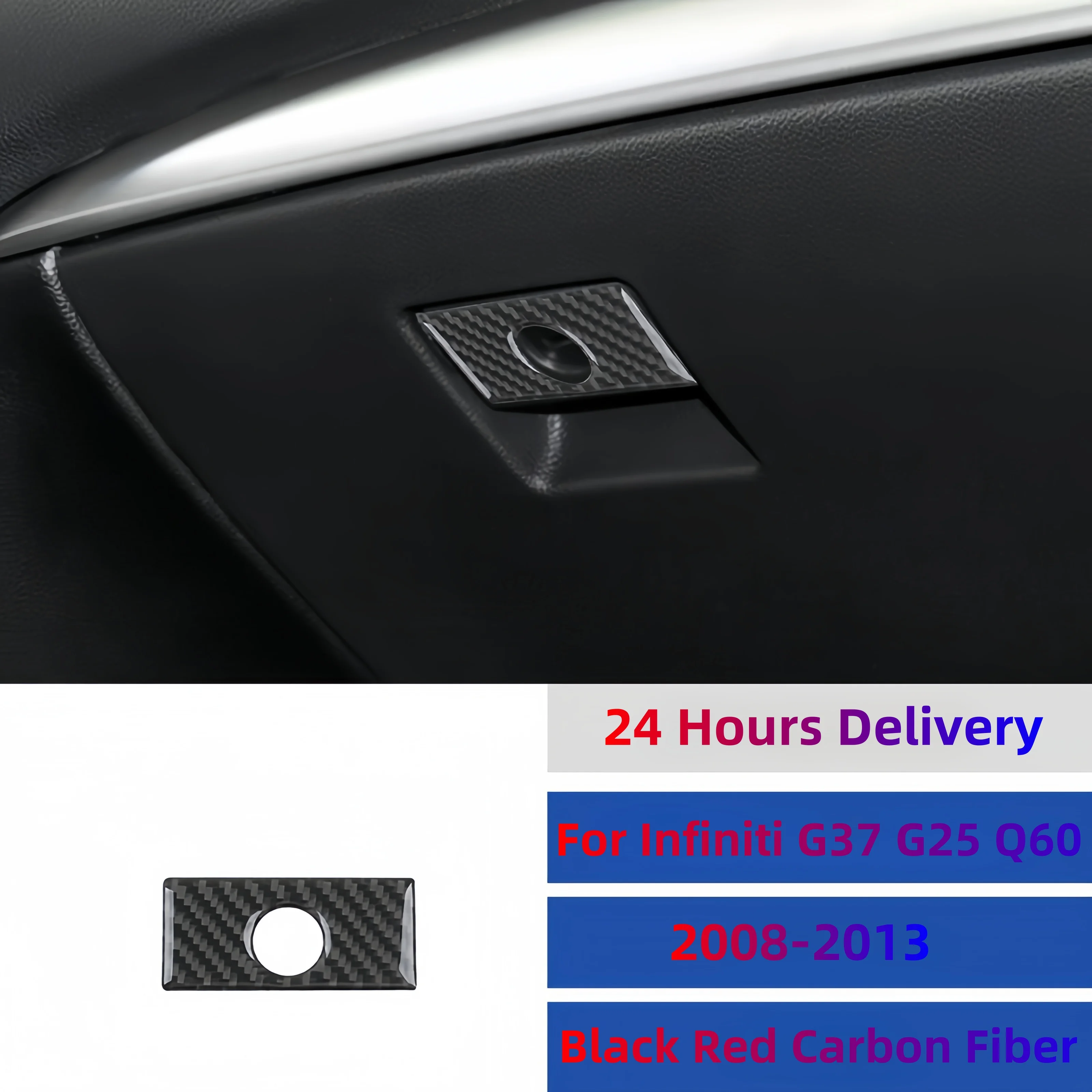 

For Infiniti G37 2008-2013 G25 2011-2012 Q60 14-15 Carbon Fiber Storage Box Handle Trim Sticker Car Interior Tuning Accessories